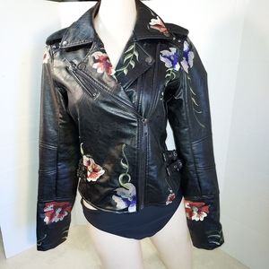 Black Tape The "Francis" Faux Leather Cropped Moto Jacket size S